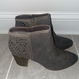 Fergie Studded Gray Ankle Booties